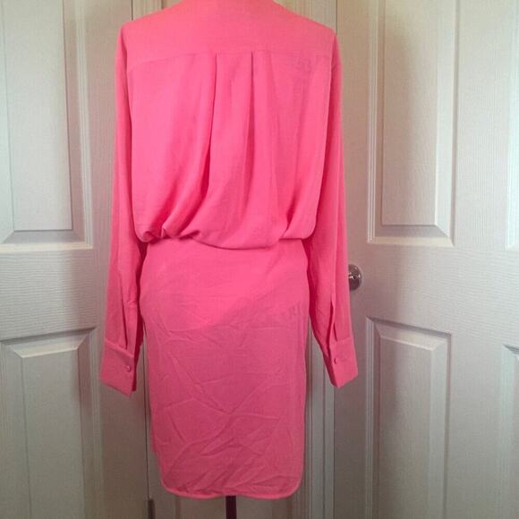 ESSENTIEL ANTWERP MINI DRESS DORSEY TWIST FRONT COLLARED DRAPED SZ 6 HOT PINKC - Picture 15 of 16
